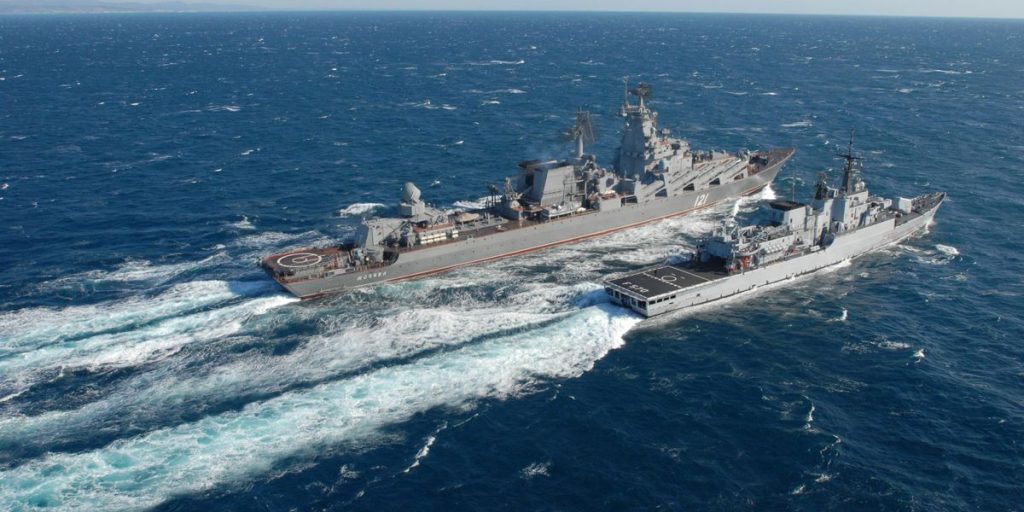 The Russian fleet sinks in the Black Sea