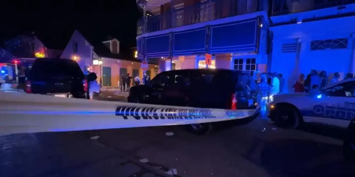 USA, a car on the crowd in the center of New Orleans