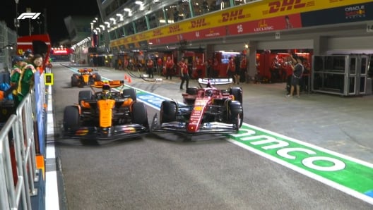 Pasticcio Ferrari a Singapore Leclerc in pit lane urta Norris